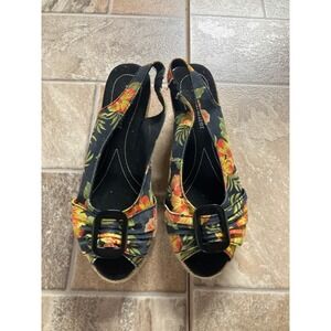 Naturalizer Floral Wedge Slingback Sandals Women's Size Unknown Tropical‎